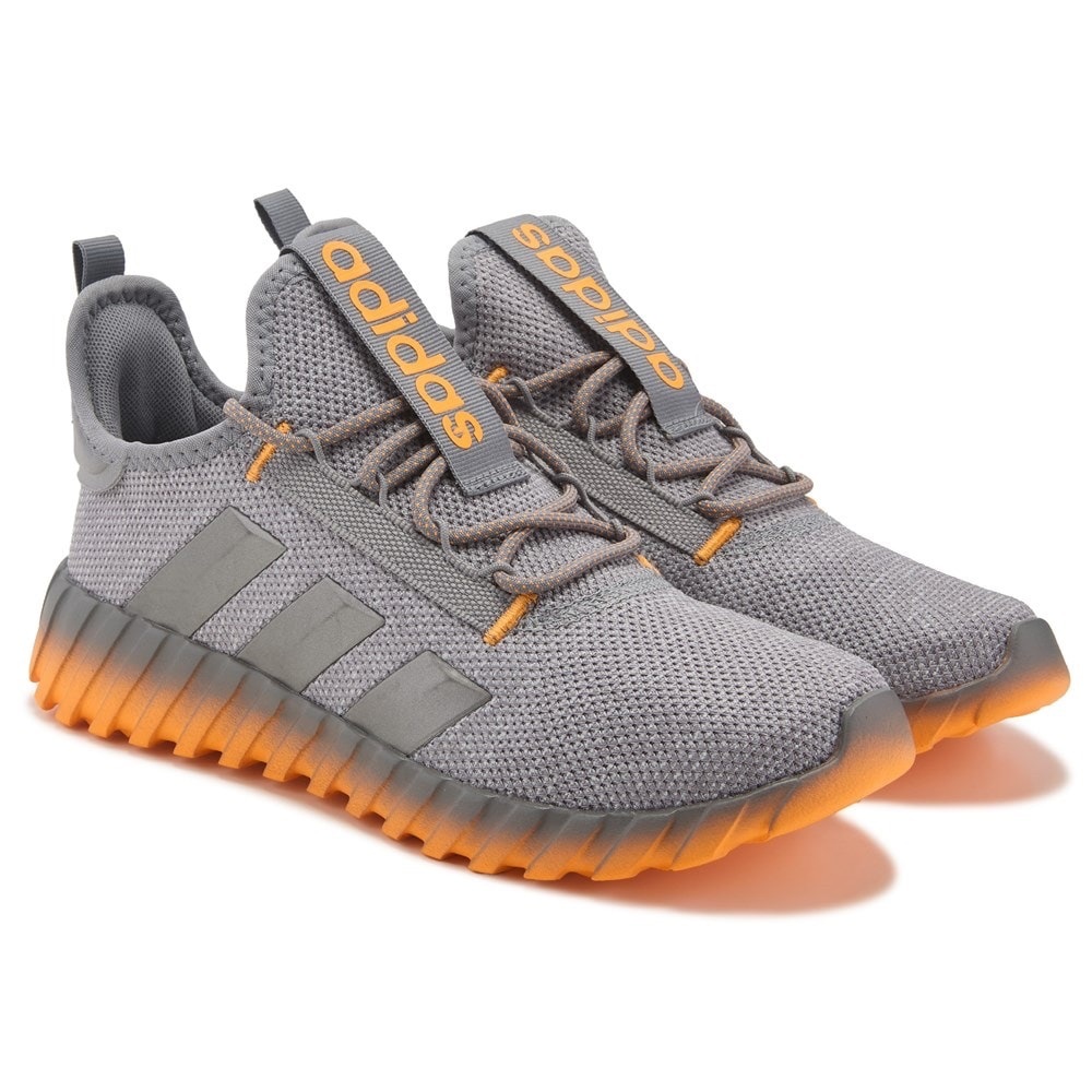 Boys Adidas Kaptir Knit Sneakers in Gray and Orange